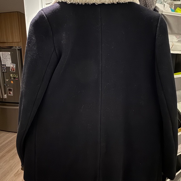 Sandro Navy Peacoat with Cream Sherpa Collar - Picture 5 of 6